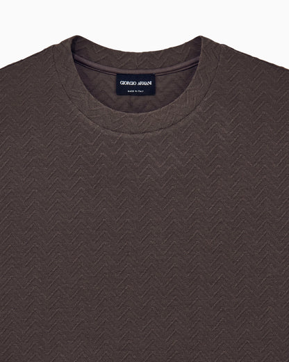 T-shirt regular fit chevron jacquard stretch virgin wool