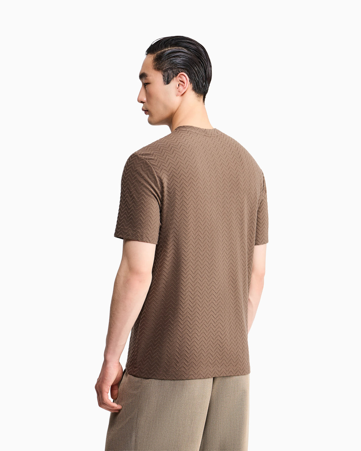 T-shirt regular fit chevron jacquard stretch virgin wool