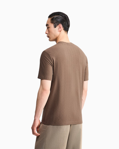 T-shirt regular fit chevron jacquard stretch virgin wool