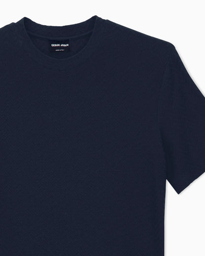 T-shirt regular fit chevron jacquard stretch virgin wool