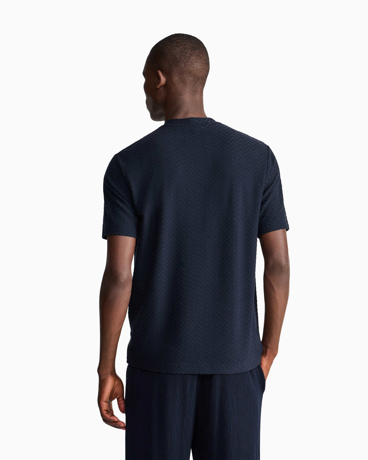 T-shirt regular fit chevron jacquard stretch virgin wool