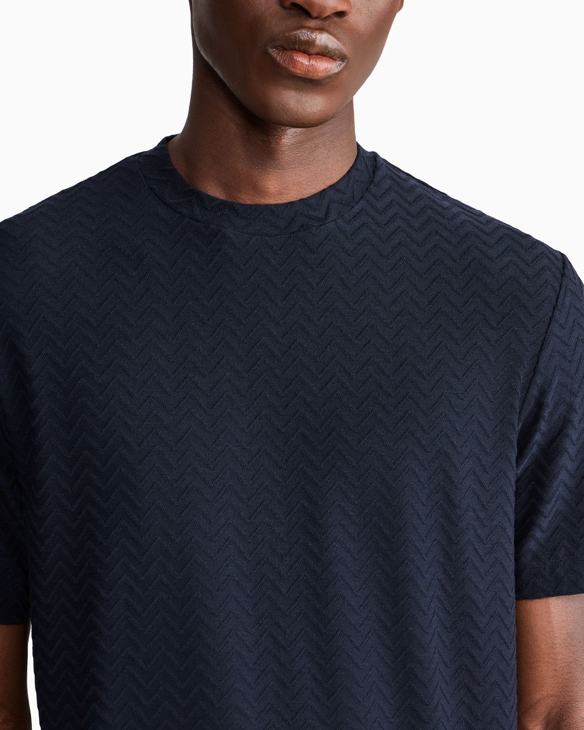 T-shirt regular fit chevron jacquard stretch virgin wool