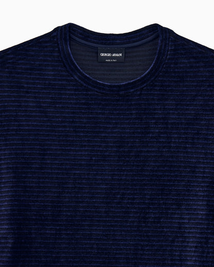 T-shirt regular fit in striped jacquard chenille jersey