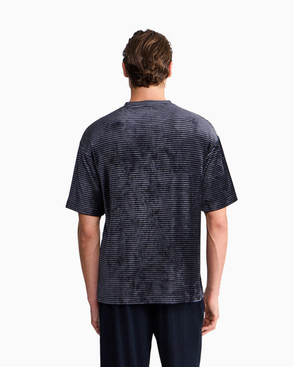 T-shirt regular fit in striped jacquard chenille jersey