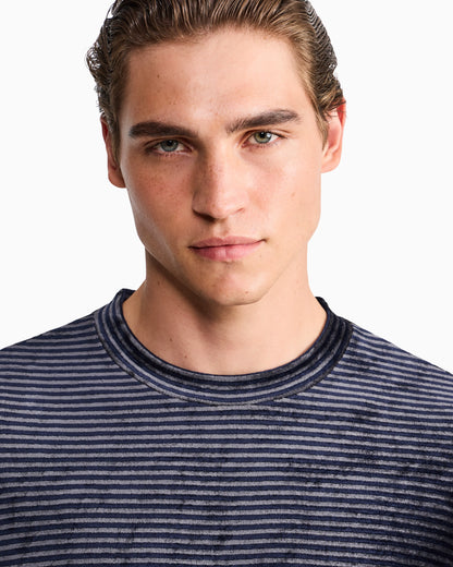 T-shirt regular fit in striped jacquard chenille jersey