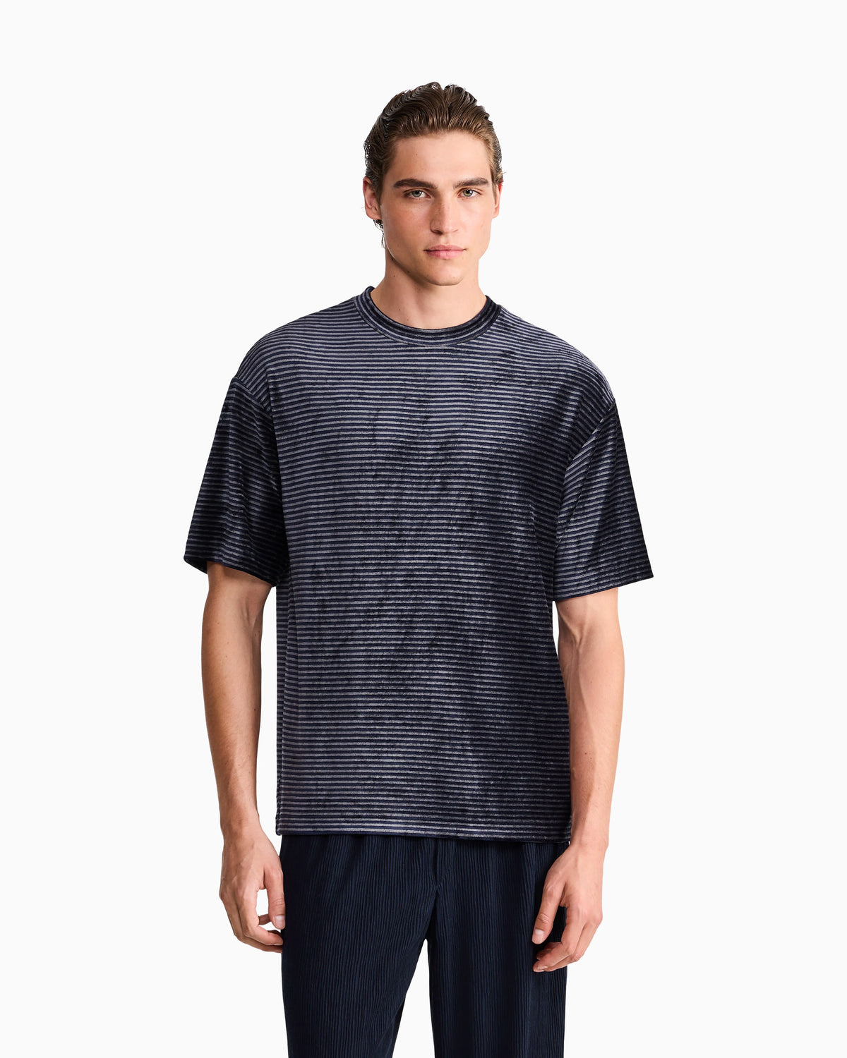 T-shirt regular fit in striped jacquard chenille jersey
