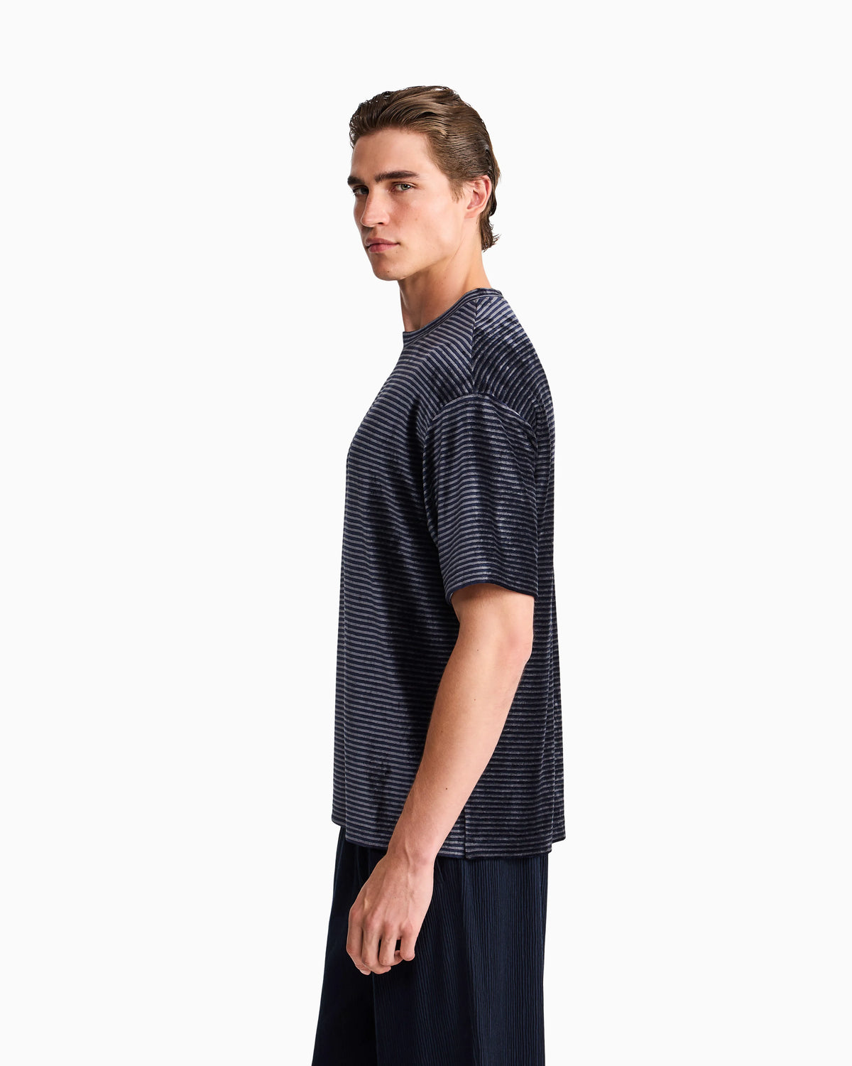 T-shirt regular fit in striped jacquard chenille jersey
