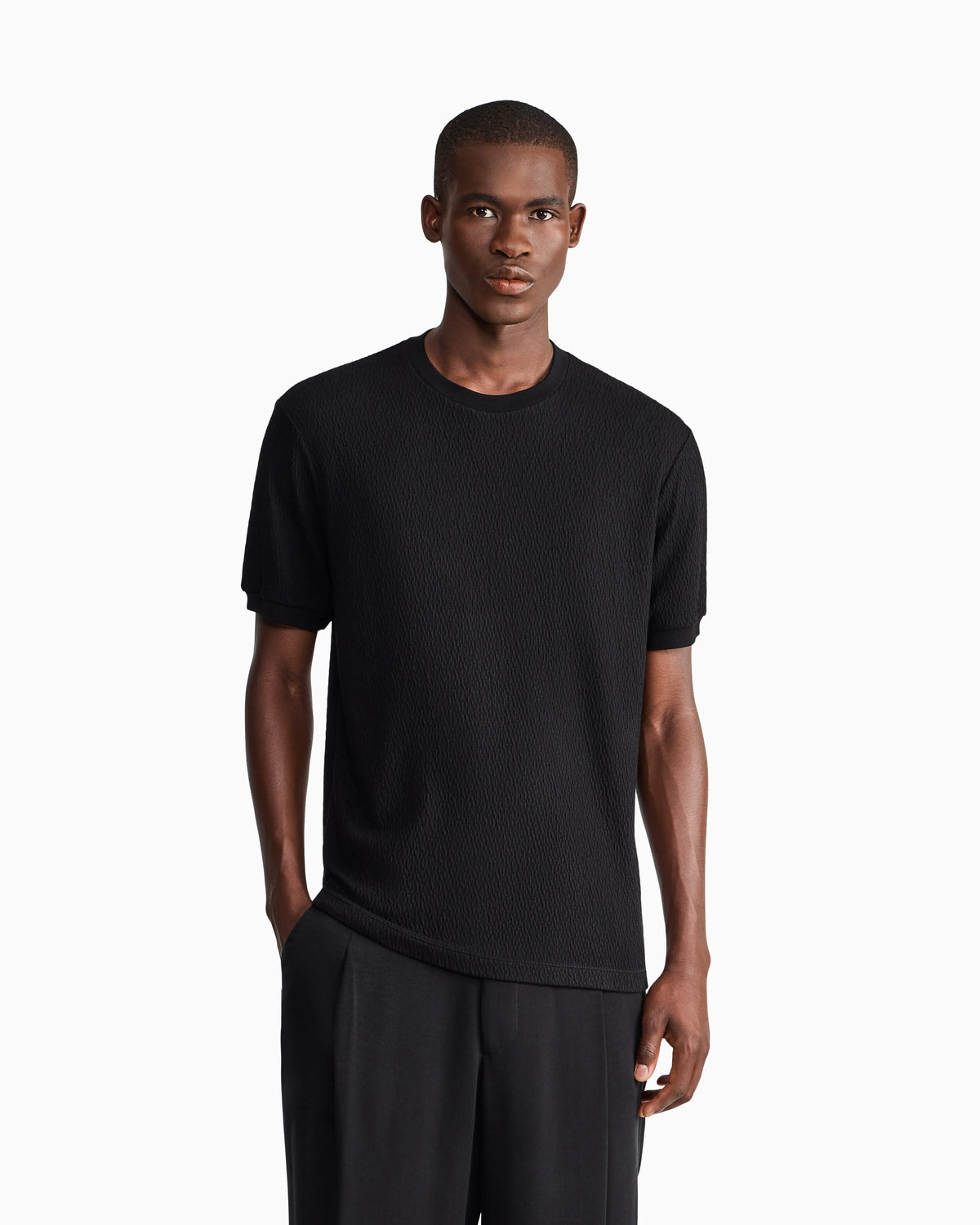 T-shirt regular fit in viscose and cashmere jacquard jersey