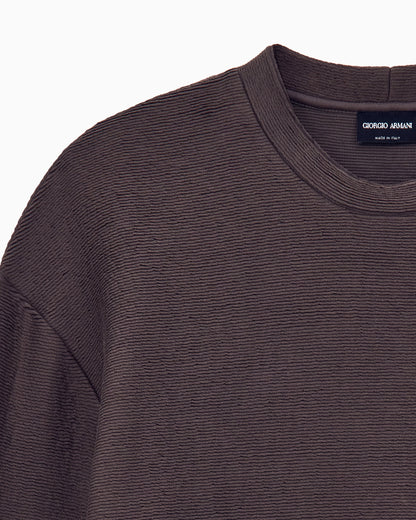 Sweatshirt in textured cotton jersey with tubular flounces