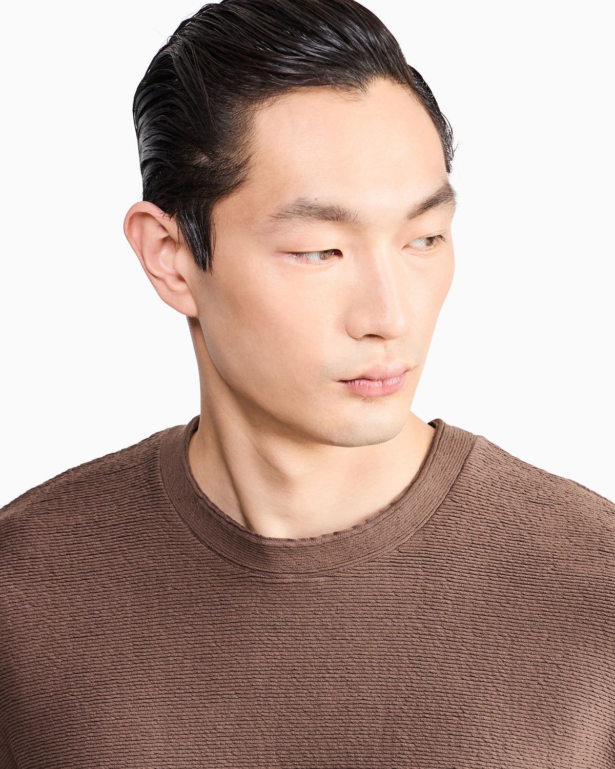 Sweatshirt in textured cotton jersey with tubular flounces