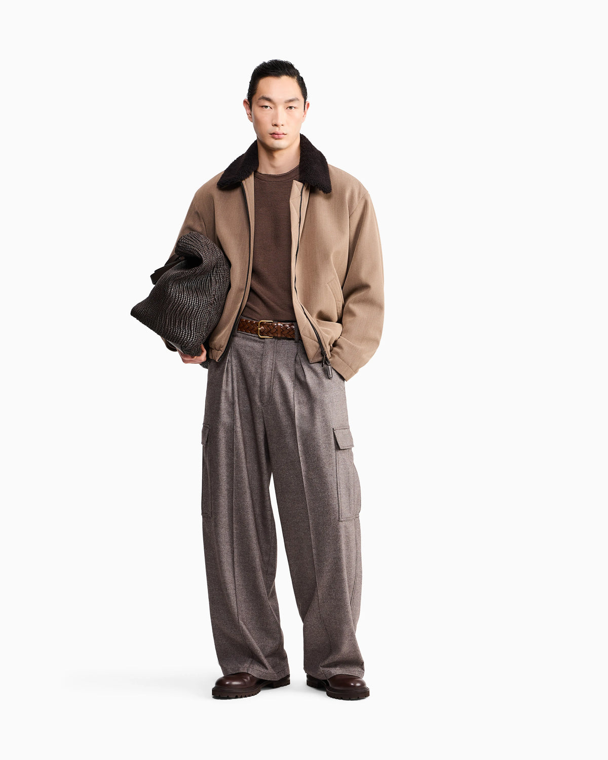 Sweatshirt in textured cotton jersey with tubular flounces