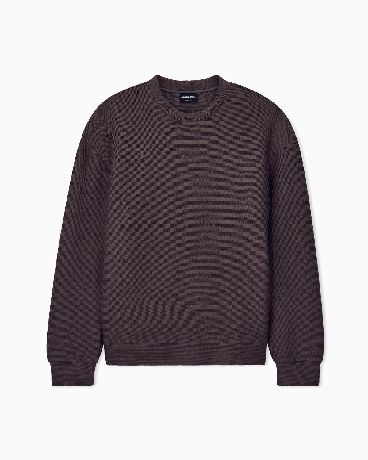 Sweatshirt in textured cotton jersey with tubular flounces