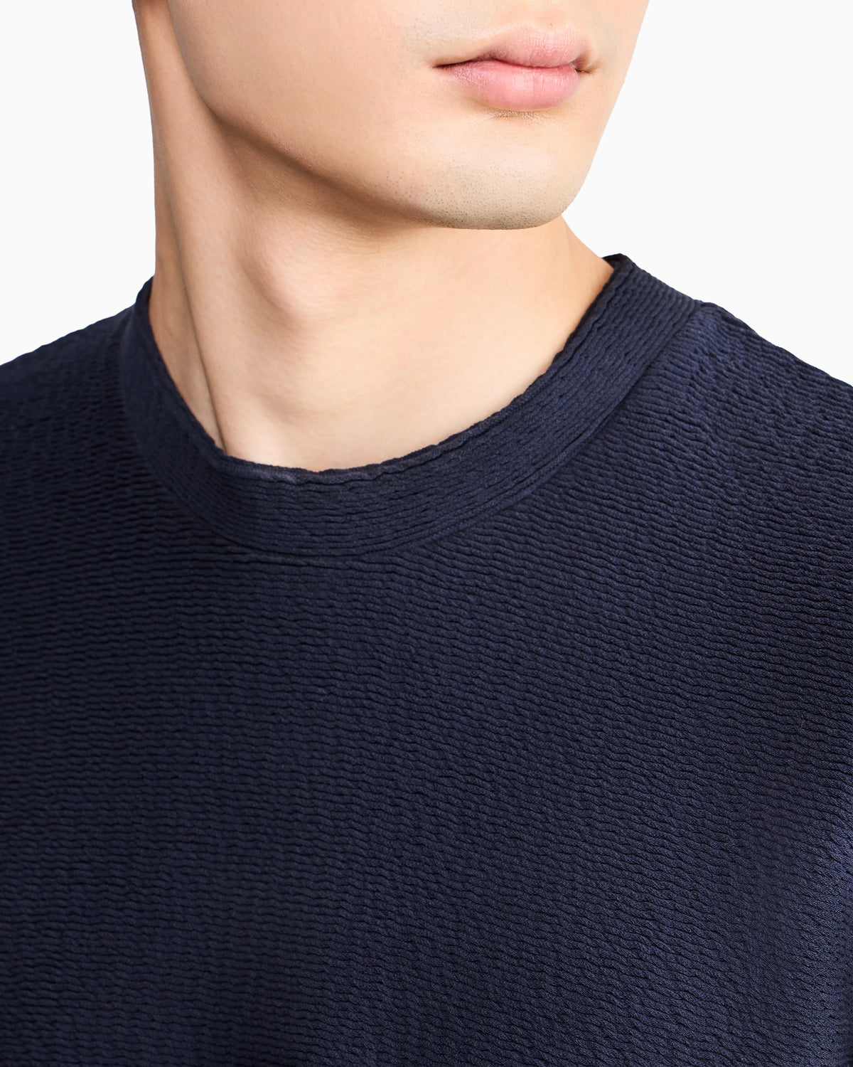 Sweatshirt in textured cotton jersey with tubular flounces