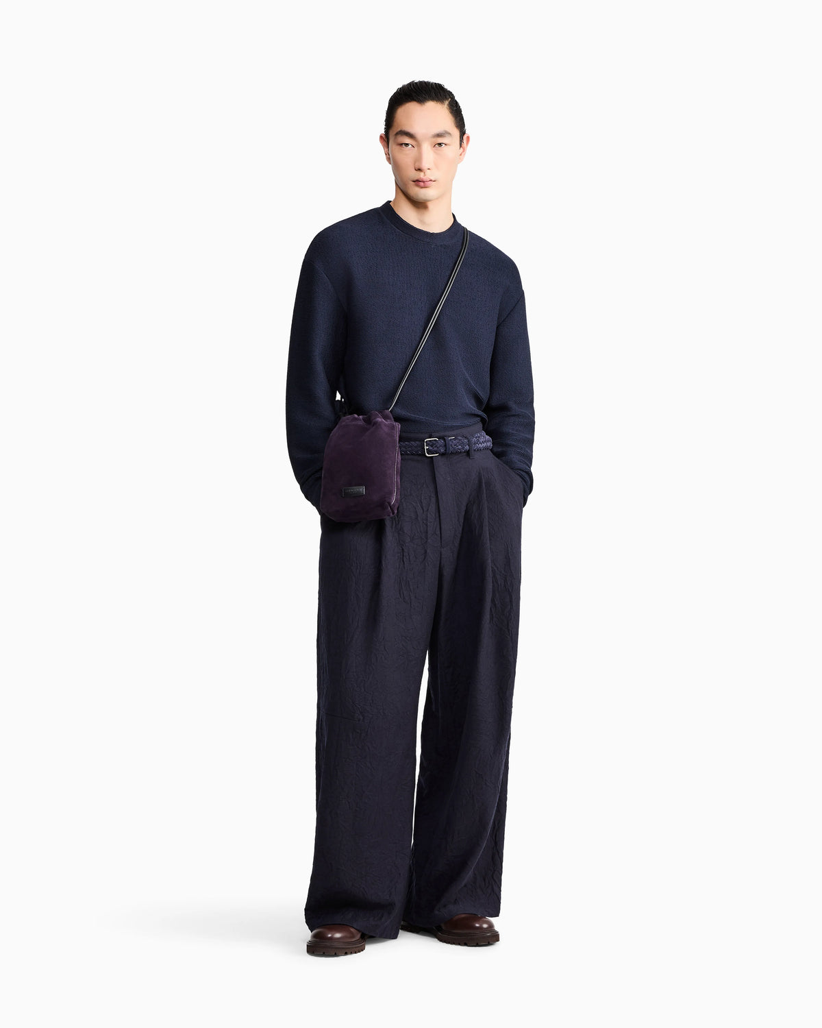 Sweatshirt in textured cotton jersey with tubular flounces
