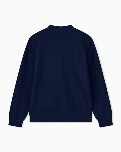Sweatshirt in textured cotton jersey with tubular flounces