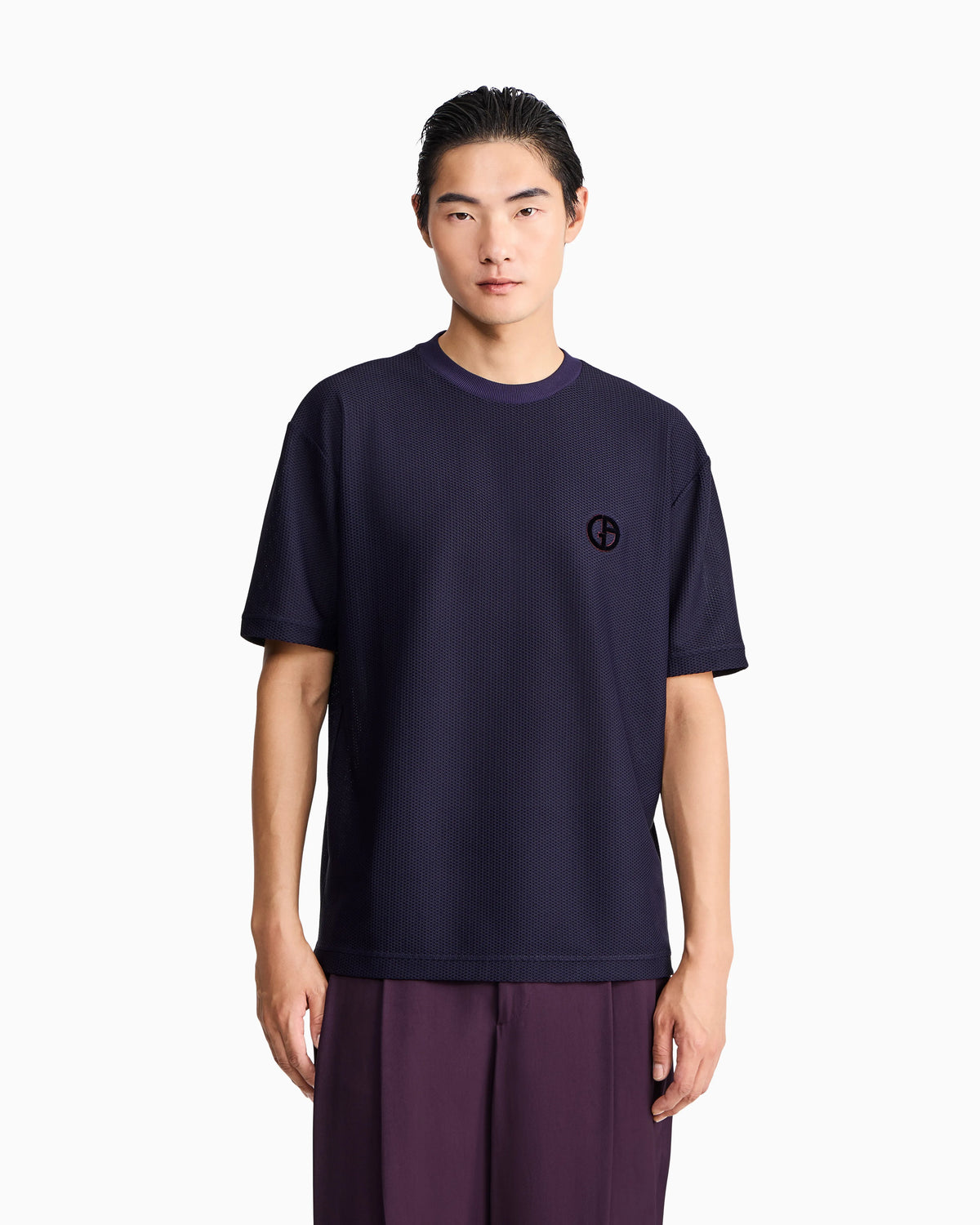 T-shirt oversized in hi-tech warp knitted honeycomb jersey
