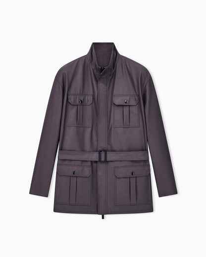 Caban coat regular fit in three-layer silk twill