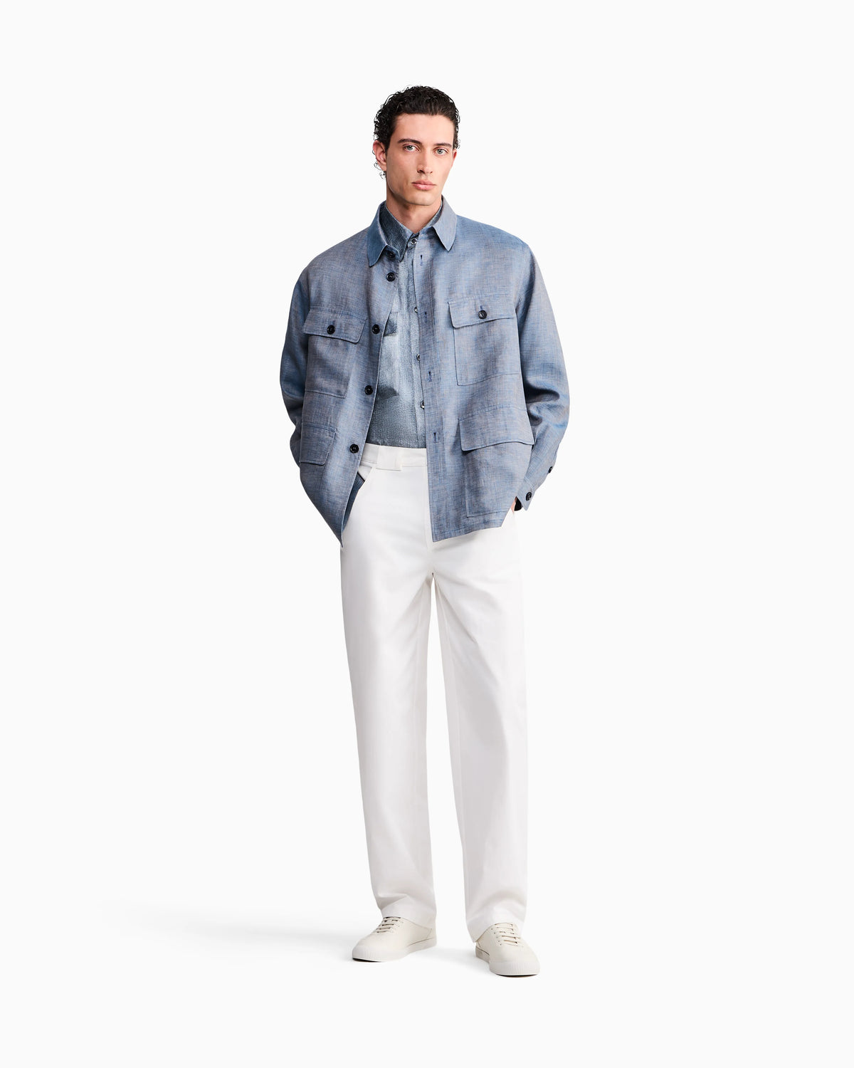 Trouser regular fit in stretch cotton gabardine