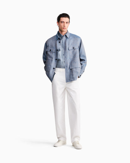 Trouser regular fit in stretch cotton gabardine