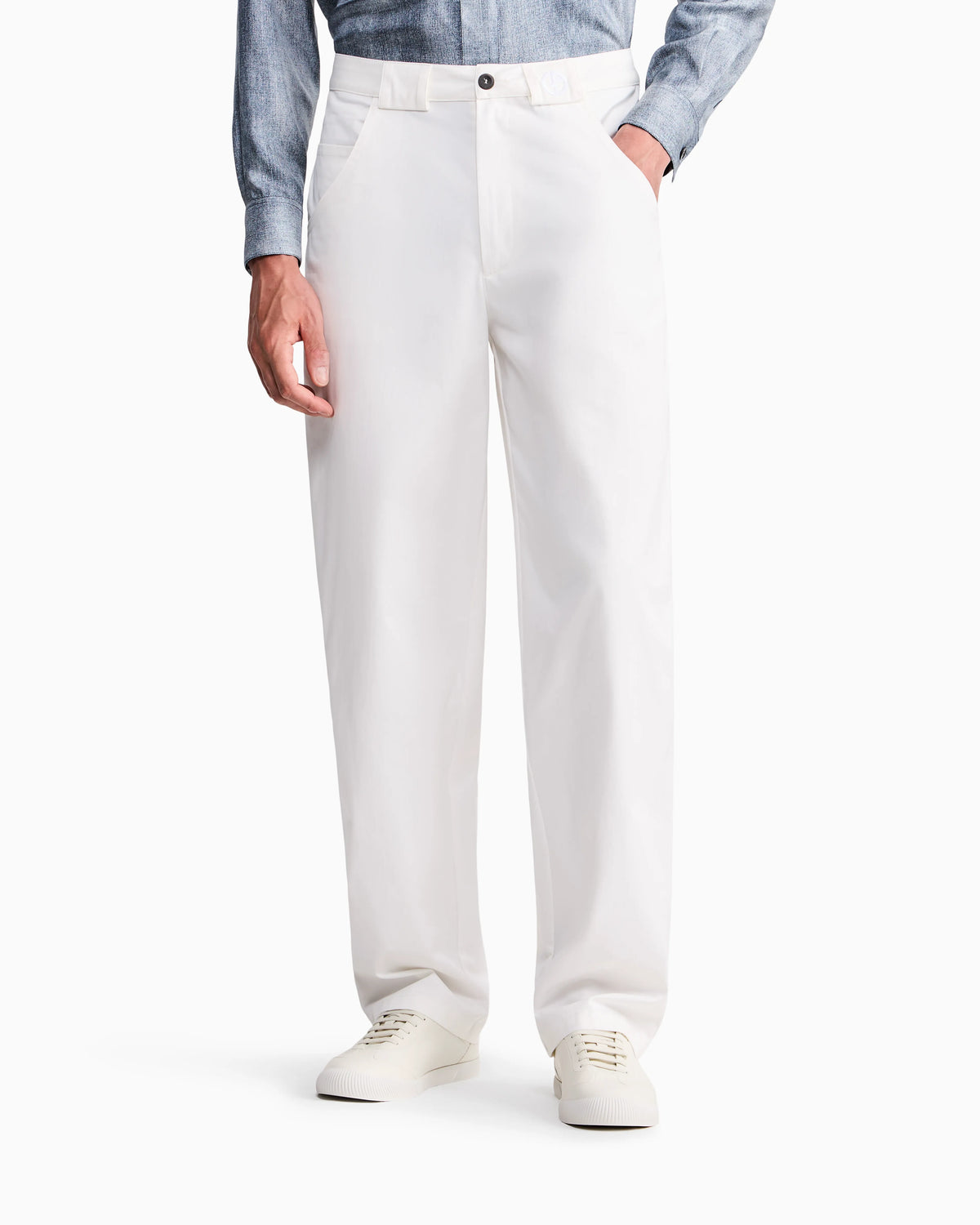 Trouser regular fit in stretch cotton gabardine