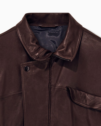 Blouson jacket oversized in leather with cupro lining