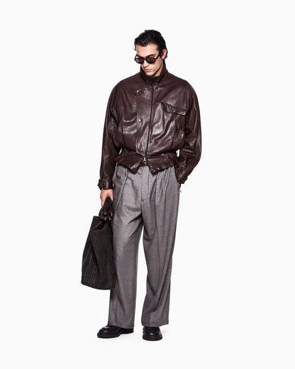 Blouson jacket oversized in leather with cupro lining