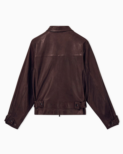 Blouson jacket oversized in leather with cupro lining