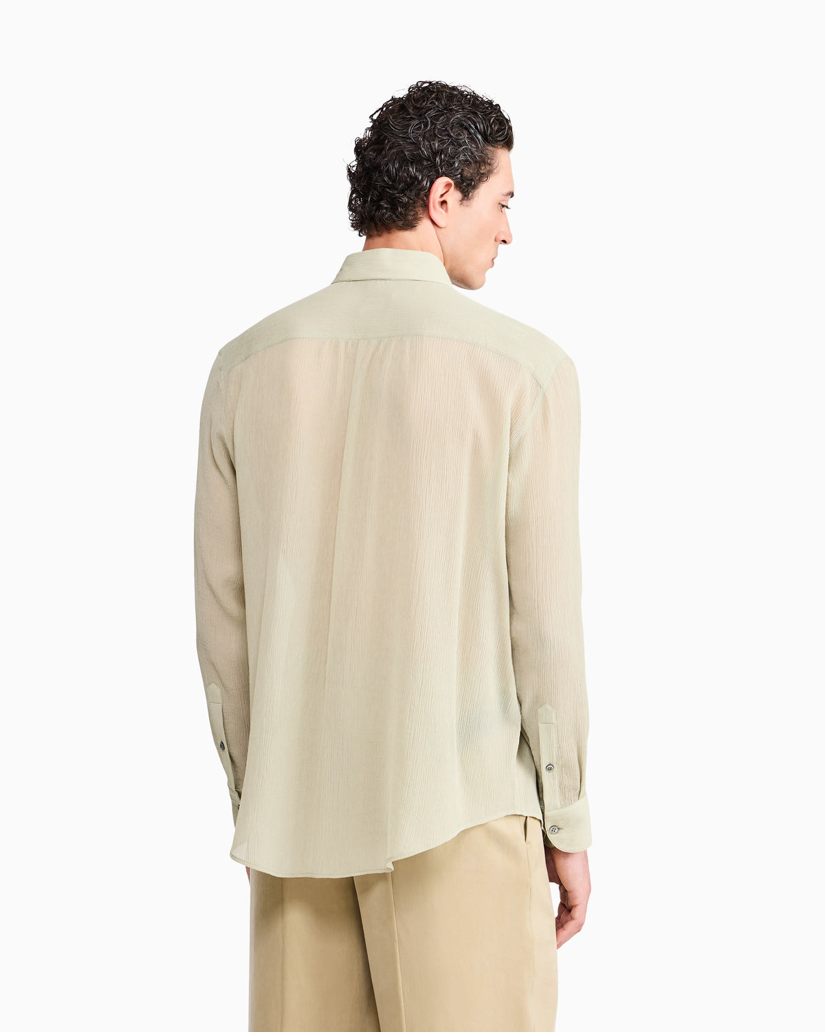 Shirt regular fit in cotton and silk blend creponne