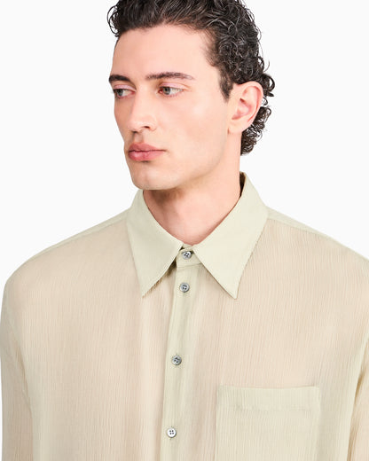 Shirt regular fit in cotton and silk blend creponne