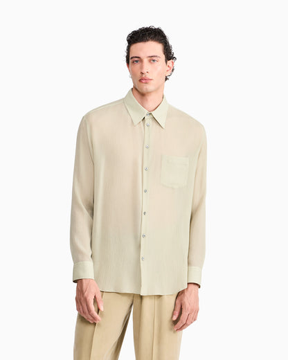 Shirt regular fit in cotton and silk blend creponne