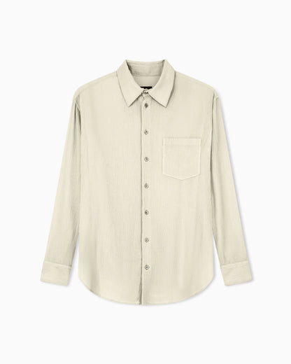 Shirt regular fit in cotton and silk blend creponne