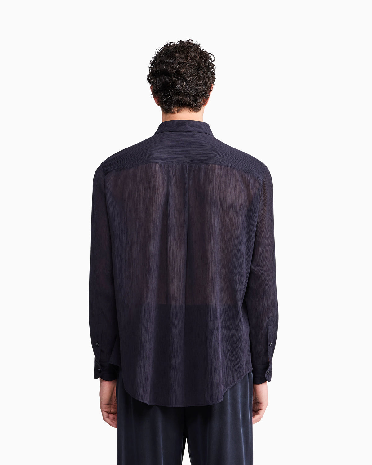 Shirt regular fit in cotton and silk blend creponne