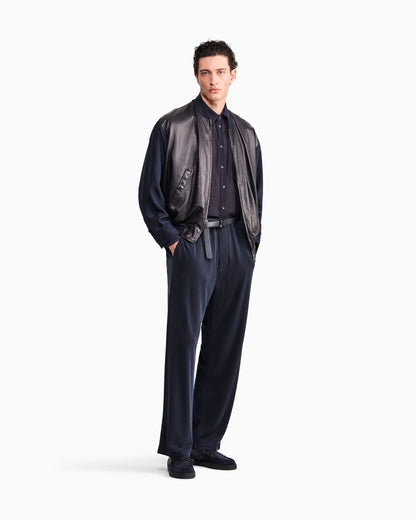Shirt regular fit in cotton and silk blend creponne