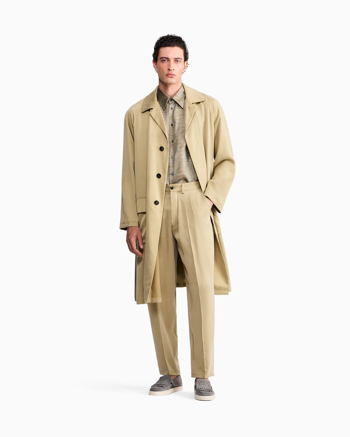 Trench coat oversized fit washed lyocell poplin