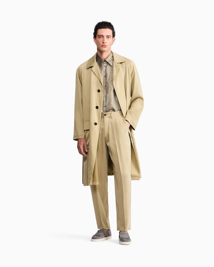 Trench coat oversized fit washed lyocell poplin
