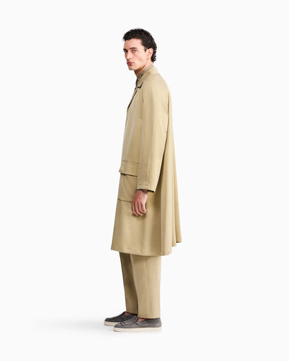 Trench coat oversized fit washed lyocell poplin