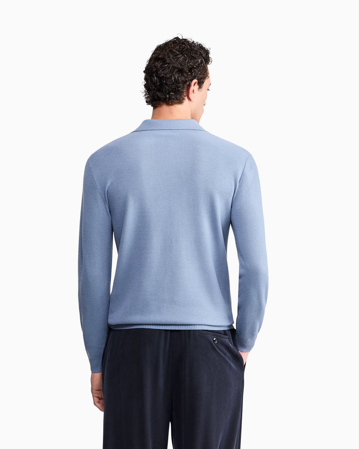 Knit polo regular fit honeycomb stitch virgin wool