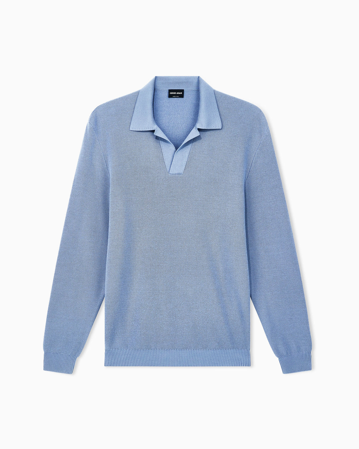 Knit polo regular fit honeycomb stitch virgin wool