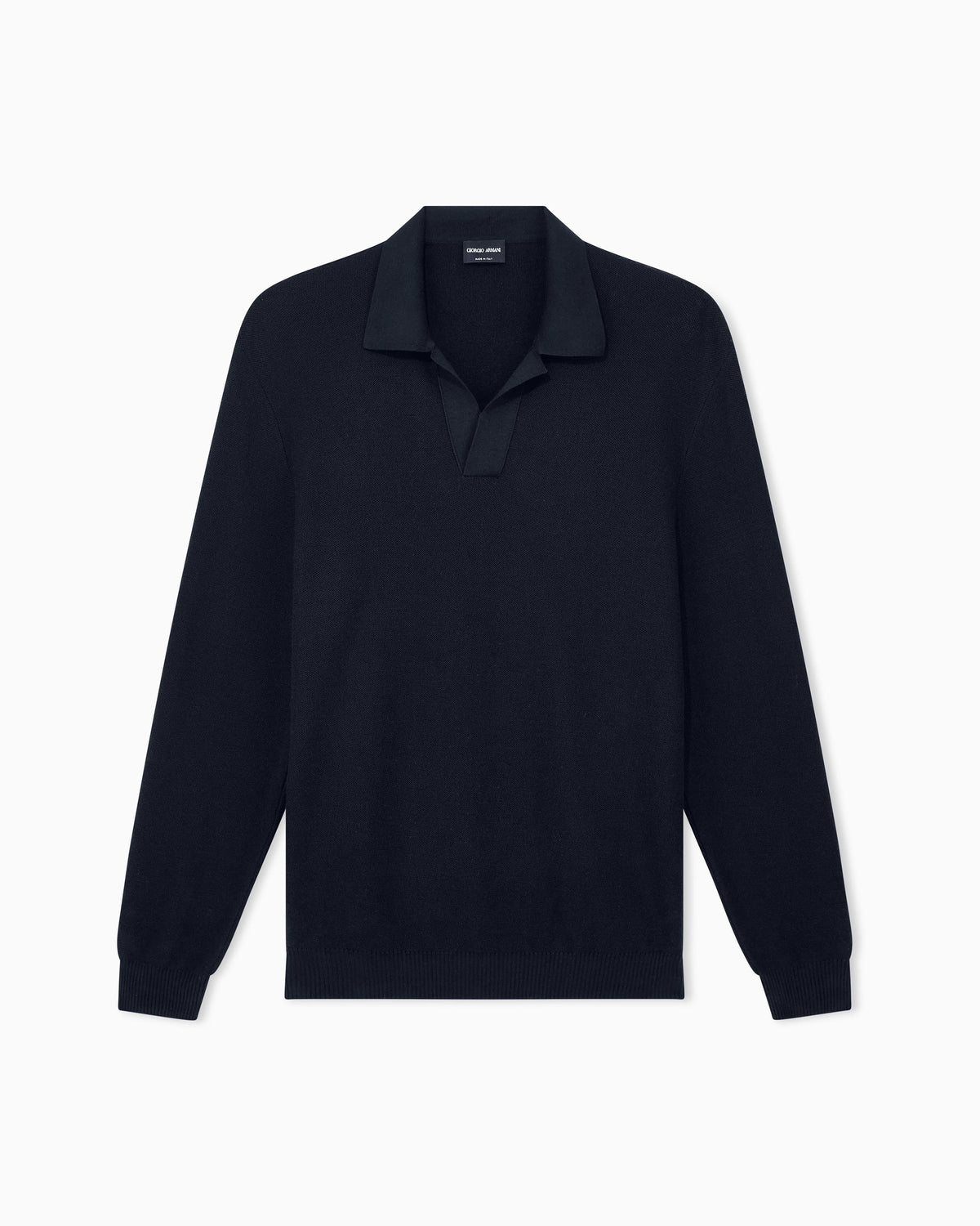 Knit polo regular fit honeycomb stitch virgin wool