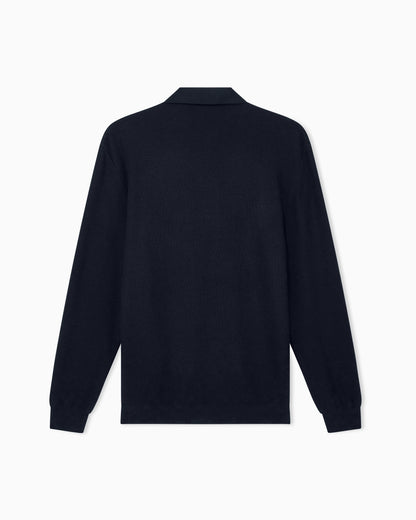 Knit polo regular fit honeycomb stitch virgin wool