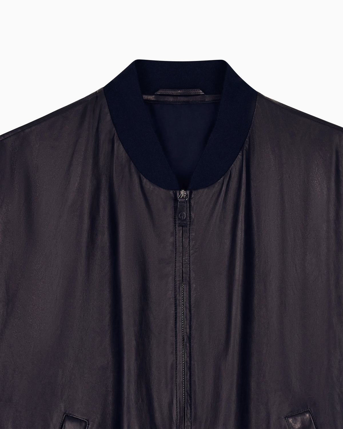 Blouson jacket oversized fit leather with silk lining