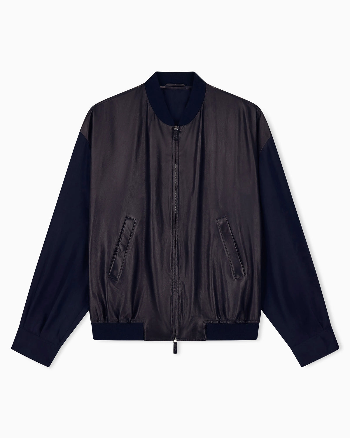 Blouson jacket oversized fit leather with silk lining