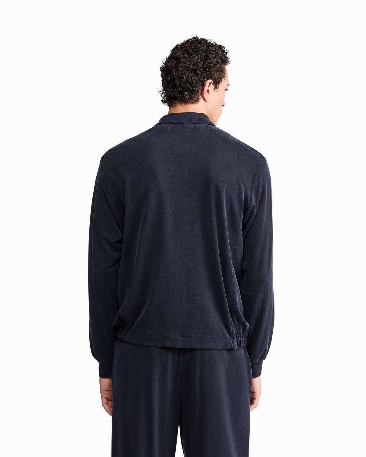 Blouson jacket regular fit in washed cupro-blend pique