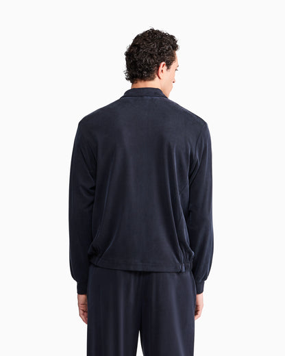 Blouson jacket regular fit in washed cupro-blend pique