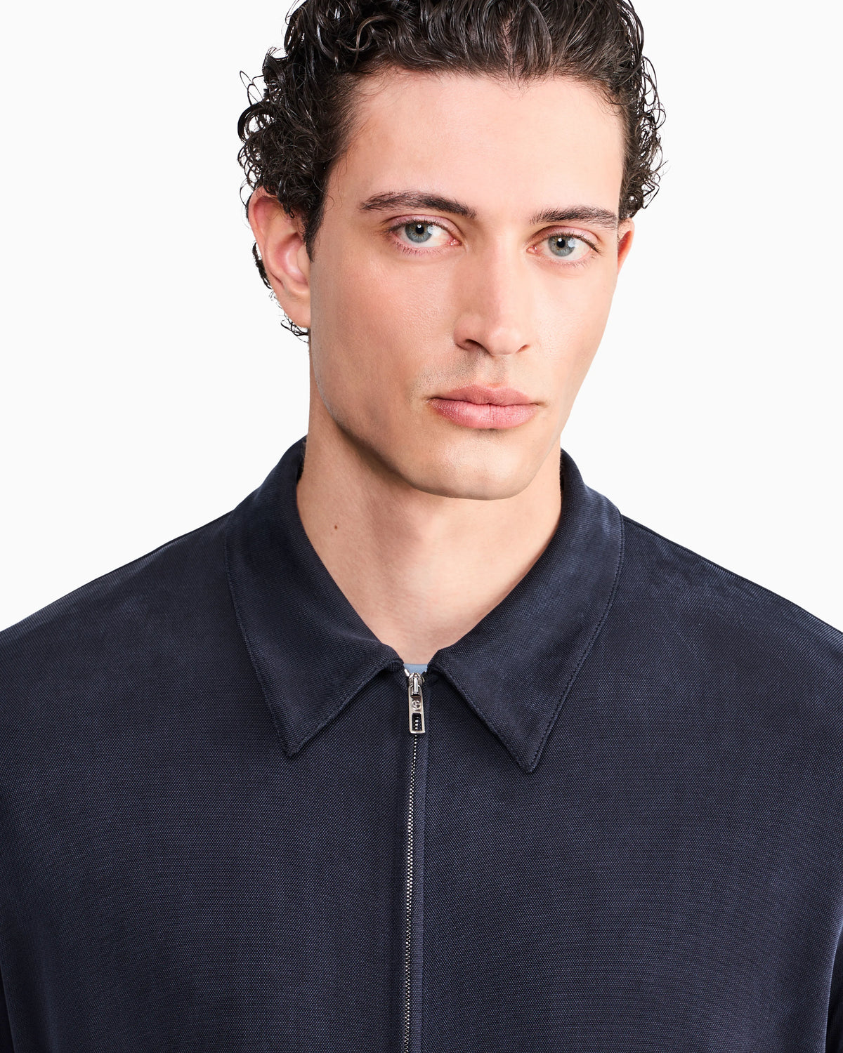 Blouson jacket regular fit in washed cupro-blend pique