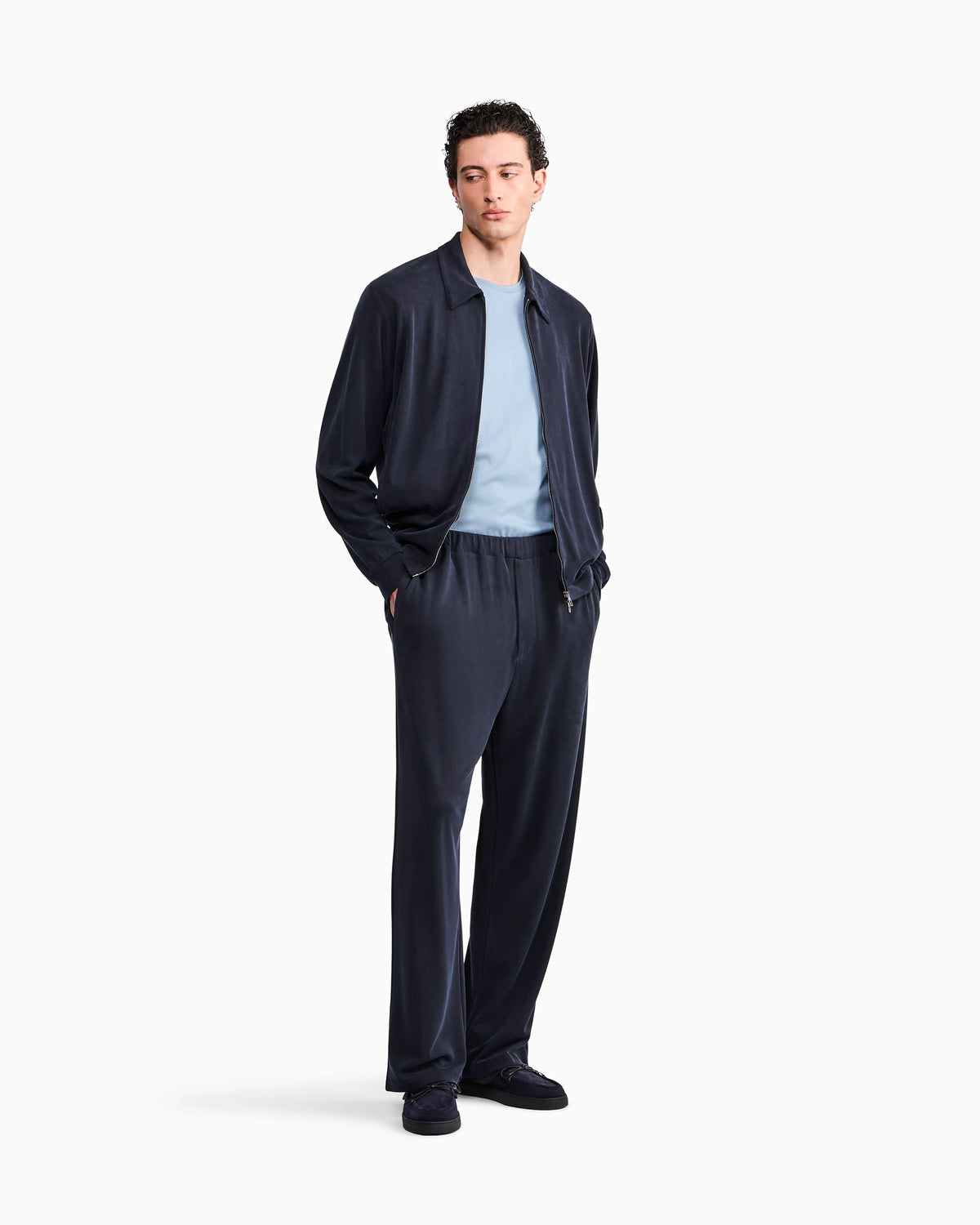 Blouson jacket regular fit in washed cupro-blend pique