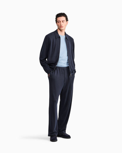 Blouson jacket regular fit in washed cupro-blend pique