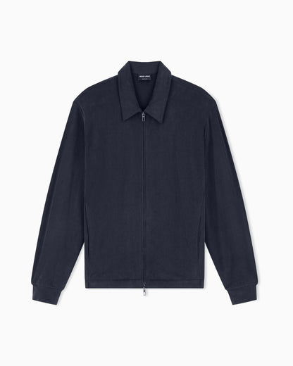 Blouson jacket regular fit in washed cupro-blend pique