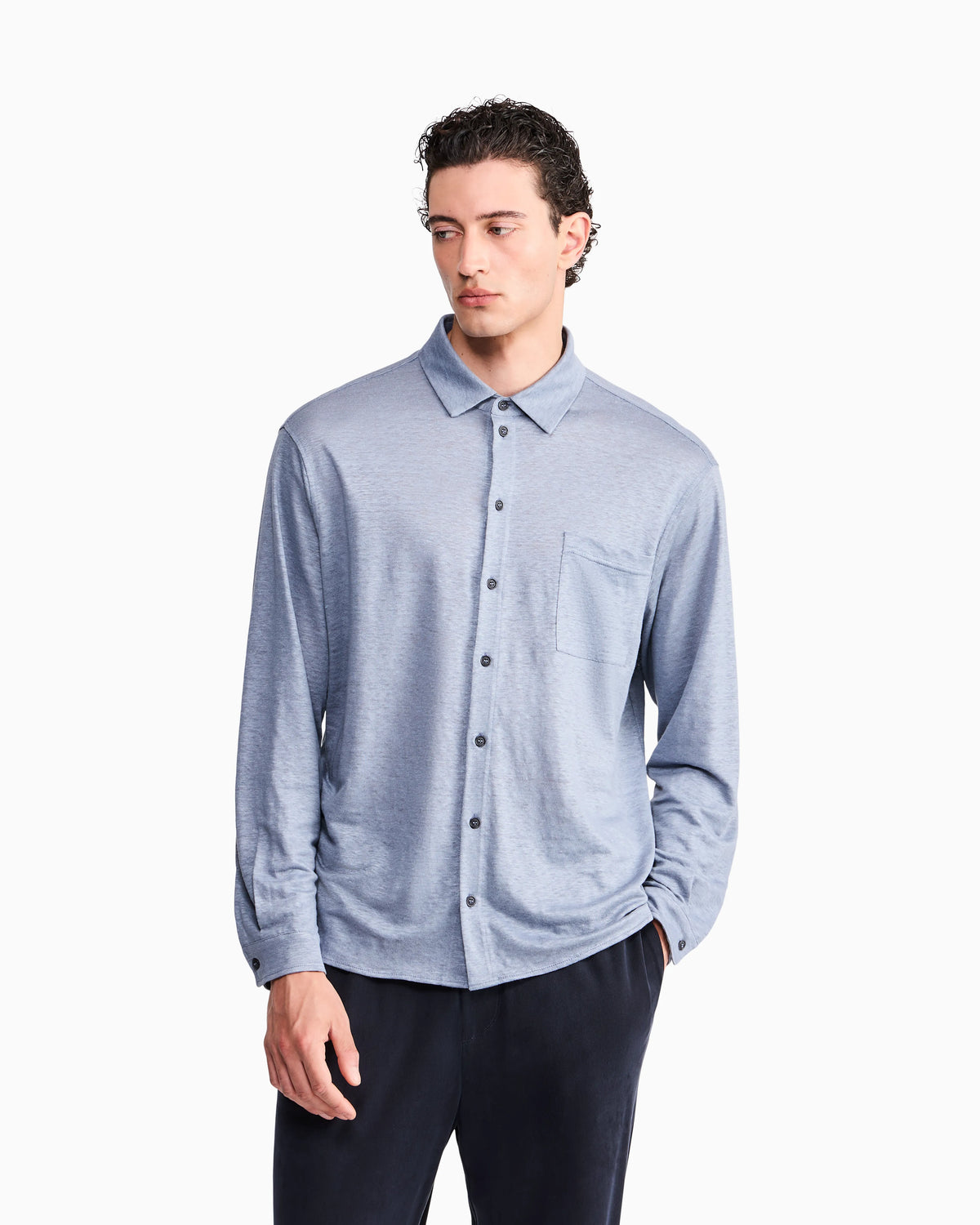 Shirt regular fit in pure linen single jersey