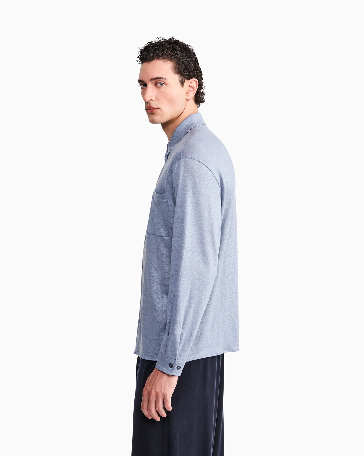Shirt regular fit in pure linen single jersey